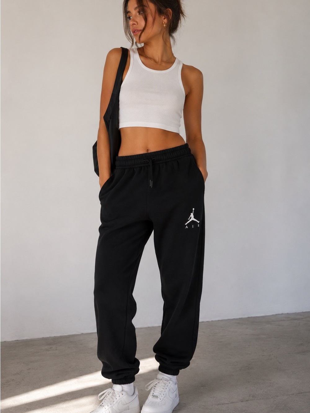 Jordan Black Track Pants with White Jumpman Logo